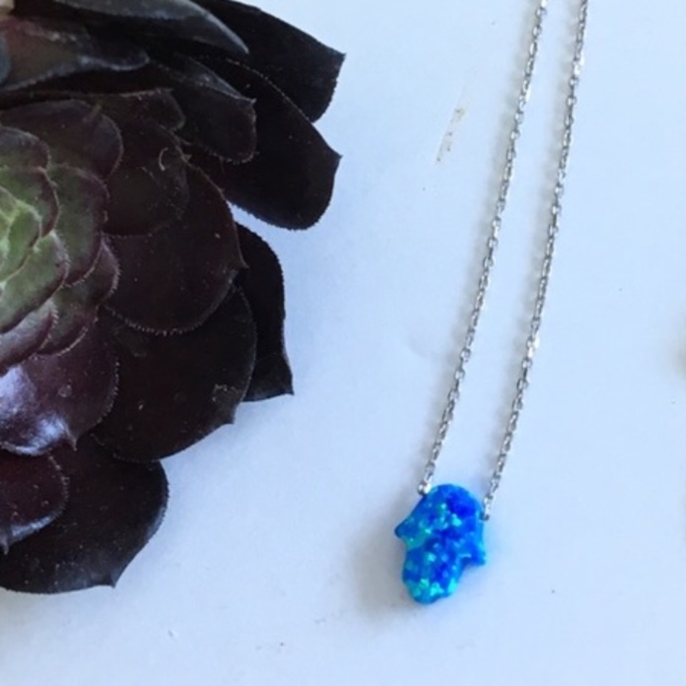OPAL KHAMSA / HAMSA Sterling Silver Danty Necklace